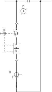 Schemat jednokreskowy szafy sprzęgłowej o głębokości 600mm z wyłącznikami mocy NZM4