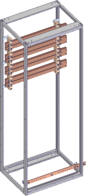 Szyny zbiorcze umieszczone z tyłu szafy