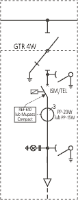 Budowa pól rozdzielnicy SN typu Rotoblok SF z polami wyłącznikowymi, pole typu RWT4/1, schemat elektryczny