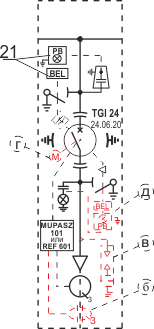 Конструкция ячейки типа VCB 1+U, Электрическая схема