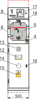 Конструкция ячейки типа VCB 2, Вид спереди