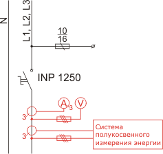 Rozdzielnica nN typu RN-W, człon zasilający CZ-1, schemat elektryczny