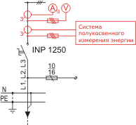 Rozdzielnica nN typu RN-W, człon zasilający CZ-6, schemat elektryczny