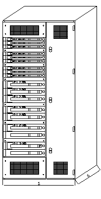 Widok elewacji szafy odbiorczej z rozłącznikami z bezpiecznikami typu SASIL